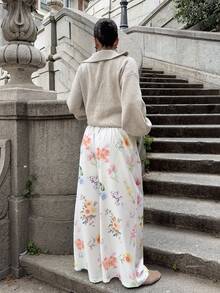 Marta Soriano Damen Elastische Taille Zugband Blume Muster Weite Bein Sommerhose, Damen Hosen, Urlaubsoutfit Frau, Westliche Kleidung Frauen, Strandoutfit für Frauen, Urlaub, Strand, Boho, Weiße Hosen, Weite Bein Hosen, Business Casual Frau, Frühling/Sommer Hosen, Blumenhosen für Frauen - Verschiedenfarbig - Übersicht 2