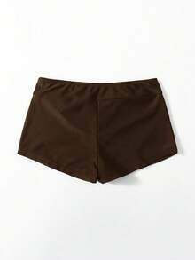 Swim Basics Women's Solid Color Bikini Bottom, Simple Beach Vacation Style - Brown - View 2