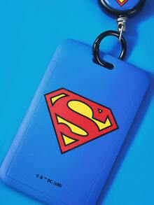 SUPERMAN X SHEIN 1个卡通Logo印花卡套，带伸缩扣，可作卡套、证件套，适合学校、通勤、办公场合，男女学生均可使用，可装2张卡片，正义联盟图案 - 超人 - 查看 6