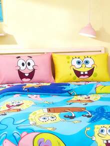 SpongeBob SquarePants | SHEIN 2-Pack Cartoon Pattern Pillowcase Set, Yellow/Pink Pillowcase, Breathable Sanded Material, Comfortable And Warm, Machine Washable, Various Sizes, Suitable For Different Pillows,Gift Ideas - Multicolor - View 5