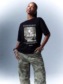 Elaire Round Neck Casual Basic Short Sleeve T-Shirt, Suitable For Spring To Summer Holiday Golf White - Black - View 3