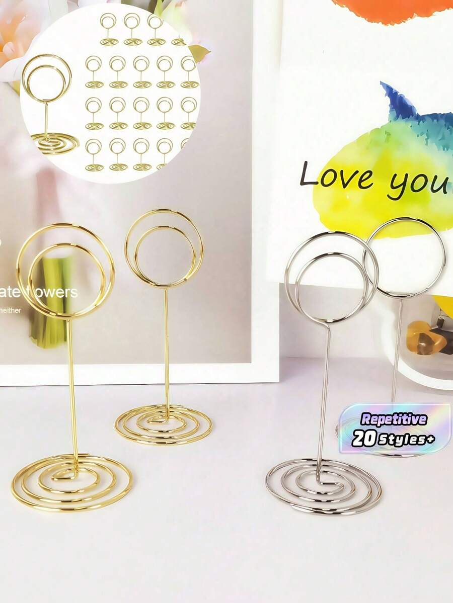 1/5/20 PCS Gold Stainless Steel Card Holders Table Number Stands Reusable For Weddings Graduations Restaurants Christmas Gift Event Essential - Gold - View 1