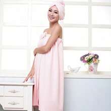 Bộ hai mảnh váy ống/mũ trùm tóc bằng sợi microfiber, váy tắm nơ cho người lớn, thấm hút nước tốt, nhẹ và nhanh khô, bộ hai mảnh khăn tắm và mũ trùm tóc, đồ dùng phòng tắm, váy xông hơi cho nữ, khăn xông hơi spa (55,11in * 28,74in) - Nhiều màu - Xem 3
