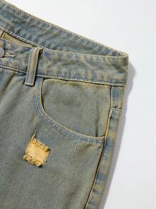 ROMWE MEN Street Life Celana Pendek Denim Saku Kasual Pria - Perunggu - View 6