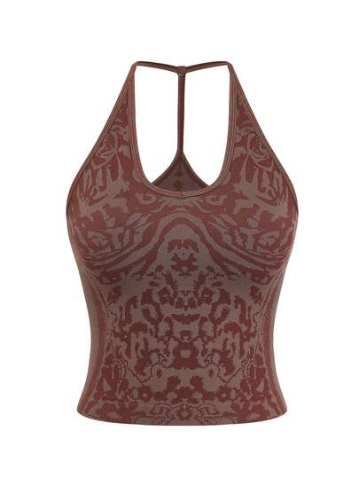 Sweetra 一件装吸湿排汗运动背心，采用吸汗面料，无袖设计，基础款，棕色，适合健身、瑜伽等运动，无缝设计。