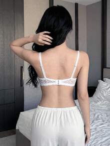2 件套：优雅纯色蕾丝聚拢钢圈性感内衣文胸 - 彩色 - 查看 2