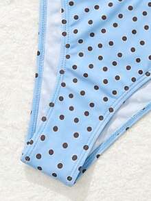 Bonvoyette Conjunto de bikini de moda con diseño de estampado de lunares para niñas, un éxito de en verano - Azul - Ver 8