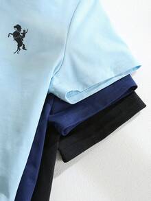 SHEIN 3件装 男童骑士印花 休闲百搭 日常穿着 短袖 Polo 衫 - 彩色 - 查看 6