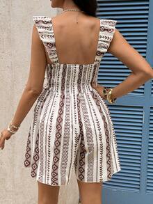 SHEIN Bộ áo liền quần in họa tiết thường ngày dành cho bà mẹ cho con bú, mùa hè. - màu nâu - Xem 8