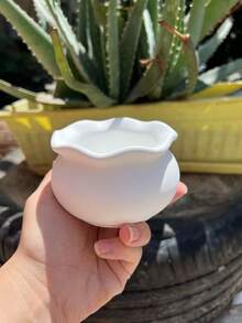 花盆模具，创意鱼缸造型模具，适用于多肉植物，水泥模具，可用于小型装饰和储物杯，由石膏和硅胶制成 - 白色 - 查看 1