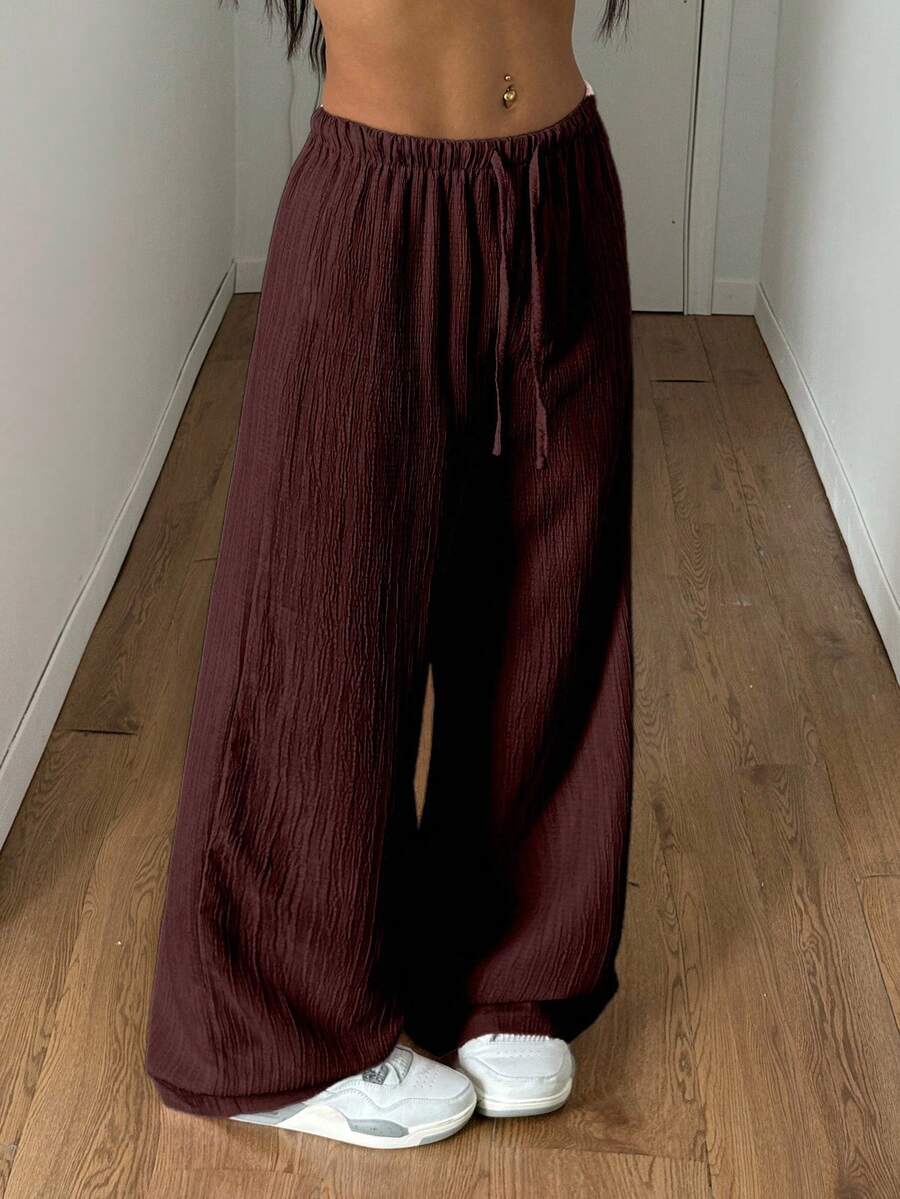 StreetHx Petite 女款夏季紋理直筒長褲，適合小個子女性 - Bold Plum - 查看 1
