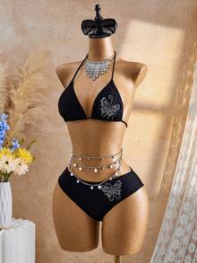 Bellisia Bộ đồ bơi nữ 2026SS màu đen YK2 Millennium Retro lấp lánh hình bướm đính đá dễ thương ngọt ngào dành cho kỳ nghỉ biển. - Nhiều màu - Xem 5