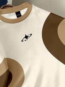Manfinity Joysei Men's Contrast Color Round Neck Short Sleeve Casual Versatile T-Shirt - Brown - View 2