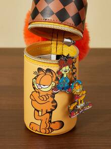 GARFIELD | SHEIN 1个可爱卡通印花零钱包，毛球装饰，可装零钱、口红、纸巾、钥匙等，适合女性、男性和学生使用。配有挂扣，猫咪图案，菱形花纹。 - 亮橙色 - 查看 6