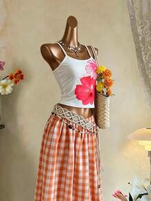 1pc Colorful Energetic Sleeveless Tank Top For Teens, Vibrant Graphic Design, Simple Hemline, Lightweight Structure, Suitable For Sports, School Activities, And Casual Spring/Summer Wear - White - View 3