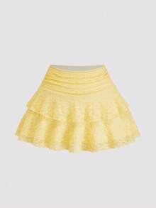 Sweetra Plus Size Summer Fashionable Casual Camisole Top And A-Line Midi Skirt 2 Pieces Set - Yellow - View 3