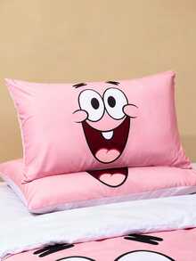 SpongeBob SquarePants | SHEIN 2-Pack Cartoon Pattern Pillowcase Set, Yellow/Pink Pillowcase, Breathable Sanded Material, Comfortable And Warm, Machine Washable, Various Sizes, Suitable For Different Pillows,Gift Ideas - Multicolor - View 9