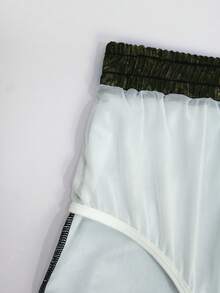 CoralVoy Conjunto de camiseta de protección solar y bañador con estampado de letras para hombre - Verde Oscuro - Ver 6