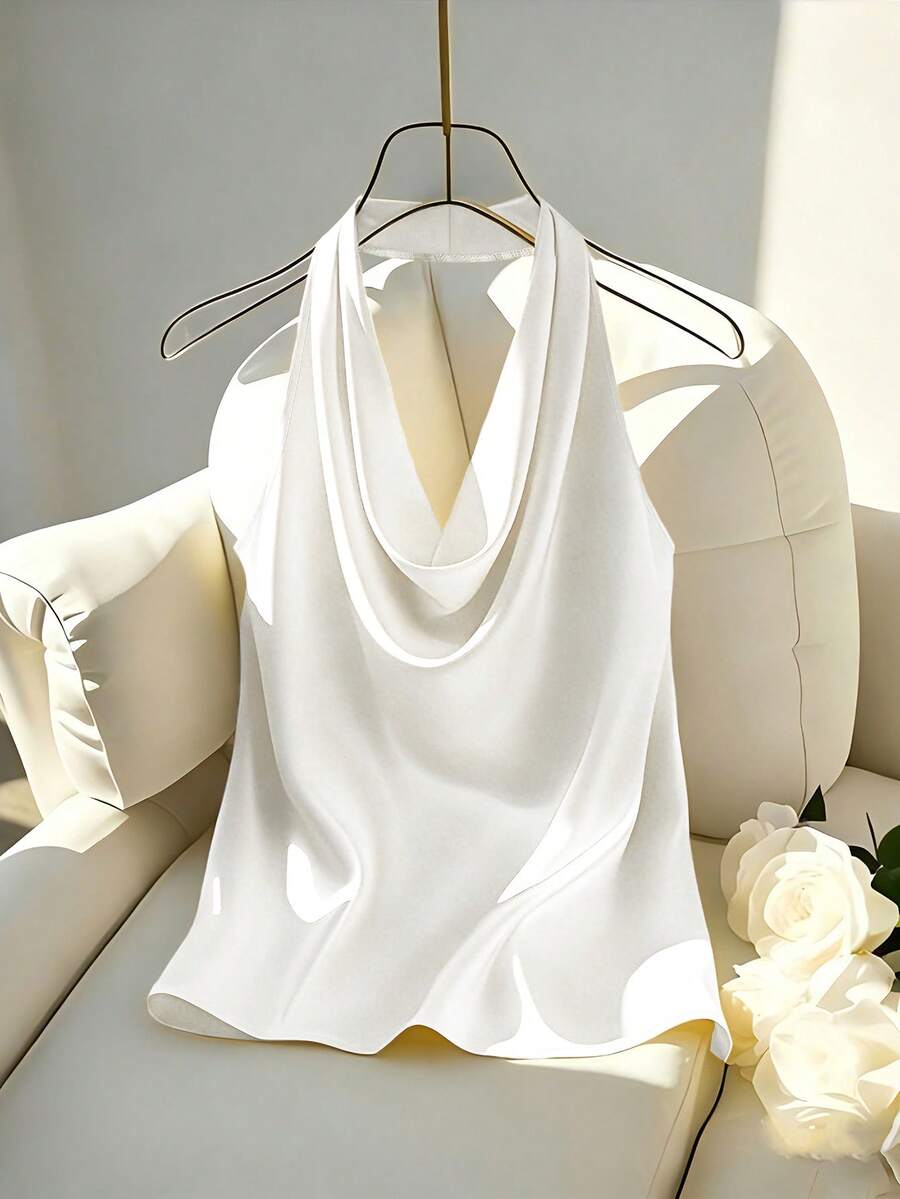 Franclia New Arrival Spring/Summer Halter Backless Fitted Women Tank Top - White - View 1