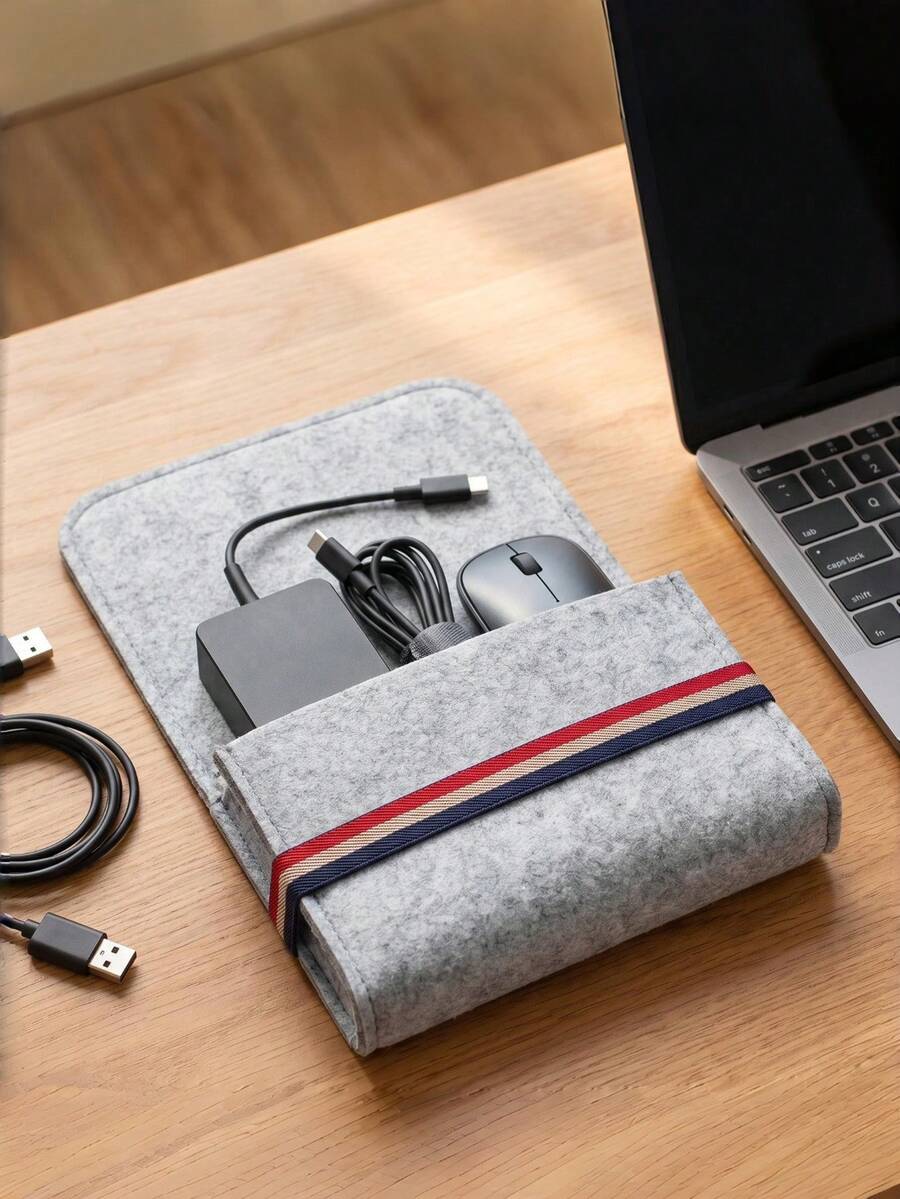 Haus Hana Felt Power Storage Bag, Data Cable Mouse Storage Bag, Promotional Gift Power Bank Packaging Bag, Digital Accessory Storage Bag, Portable Travel Storage Bag, Used For Storing Cables, Chargers, And Headphones, Multi-Purpose Technology Tool Storage Box - Multicolor - View 1