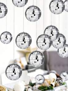 20Pcs Mirror Disco Balls Ornament Mardi Gras Mini Small Disco Ball Hanging Decorations Reflective Ball For 70s Disco Themed Party Tree Birthday Wedding - Silver - View 8