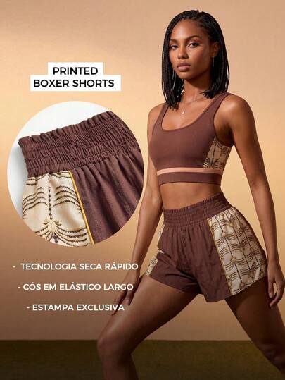 CAJUNI Quần đùi boxer in họa tiết, đồ thể thao