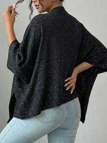 Poncho Corte Asimétrico para Mujer - Negro - Ver 2
