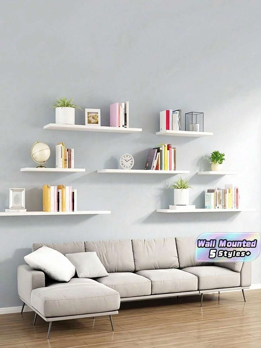 1PC/4PCS Fluted Wall Mounted Shelf Wood With Storage Rack Unique Design For Living Room Bedroom Office Entryway Hallway Home Decor Wall Storage Organization Display Holder