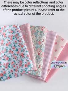 6 件/批粉色系列印花布、DIY 手工小布、田园碎花爱心设计斜纹布、绗缝拼布组床上用品、四分之一捆布块缝纫剪贴簿布 Tecidos - 彩色 - 查看 1