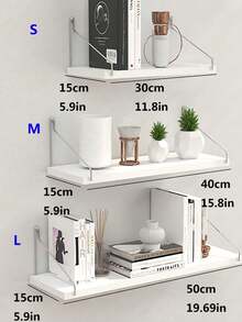1 Buah Rak Gantung Dinding Kayu dengan Kait di Belakang, Rak Penyimpanan Satu Lapis untuk Kantor, Kamar Tidur, Ruang Tamu, Lorong, Asrama, Pengorganisasian Rumah, Tempat Pajangan - Putih - View 12