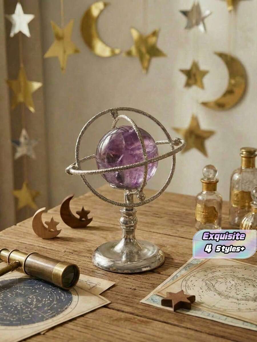 Cirelle 创意金属水晶球支架 – 旋转底座展示架,二合一置物架装饰及桌面摆件,宇宙主题家居书房点缀,独特的生日及节日礼物之选 - 彩色 - 查看 1