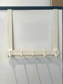 1Pc Over-The-Door Hanger, Wall Mounted Hanging Rack, Clothes Hangers Hooks, Storage Shelf, Door Back Storage Organizer Rack, Suitable For Bedroom And Bathroom - White - View 5