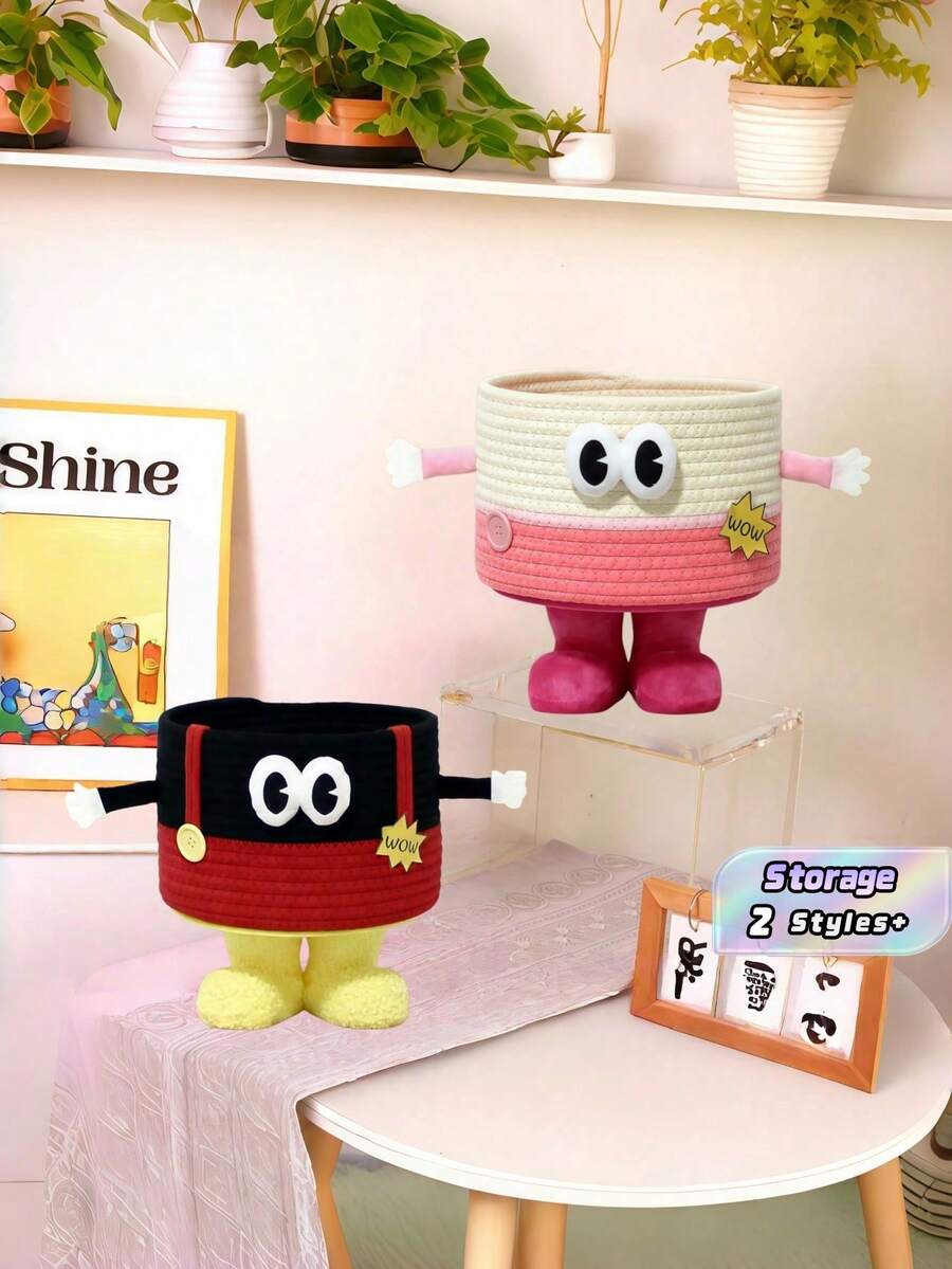 Desktop Storage Organizer - Fluffy Rabbit Shape Basket For Toys, Cute Home Decor & Creative For Bedroom - Multicolor - View 1
