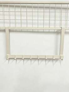 1Pc Over-The-Door Hanger, Wall Mounted Hanging Rack, Clothes Hangers Hooks, Storage Shelf, Door Back Storage Organizer Rack, Suitable For Bedroom And Bathroom - White - View 7