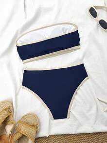 Swim Mod Bộ bikini quây ngực tối giản cho kỳ nghỉ Xuân/Hè 2026, hỗ trợ tốt cho vòng một nhỏ, đồ bơi thanh lịch dành cho phụ nữ. - Nhiều màu - Xem 6