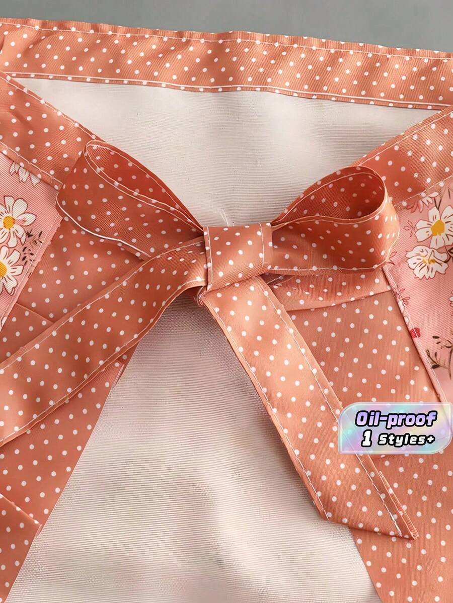 SHEIN 1pc 乡村风透气帆布半身围裙清新可爱耐磨防油适合烹饪厨房用和居家用-半身烹饪围裙 - 彩色 - 查看 1