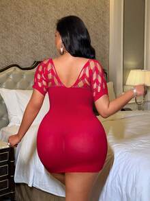 NU&NOW Figurbetontes Minikleid in Große Größen für Damen - Rot - Übersicht 6