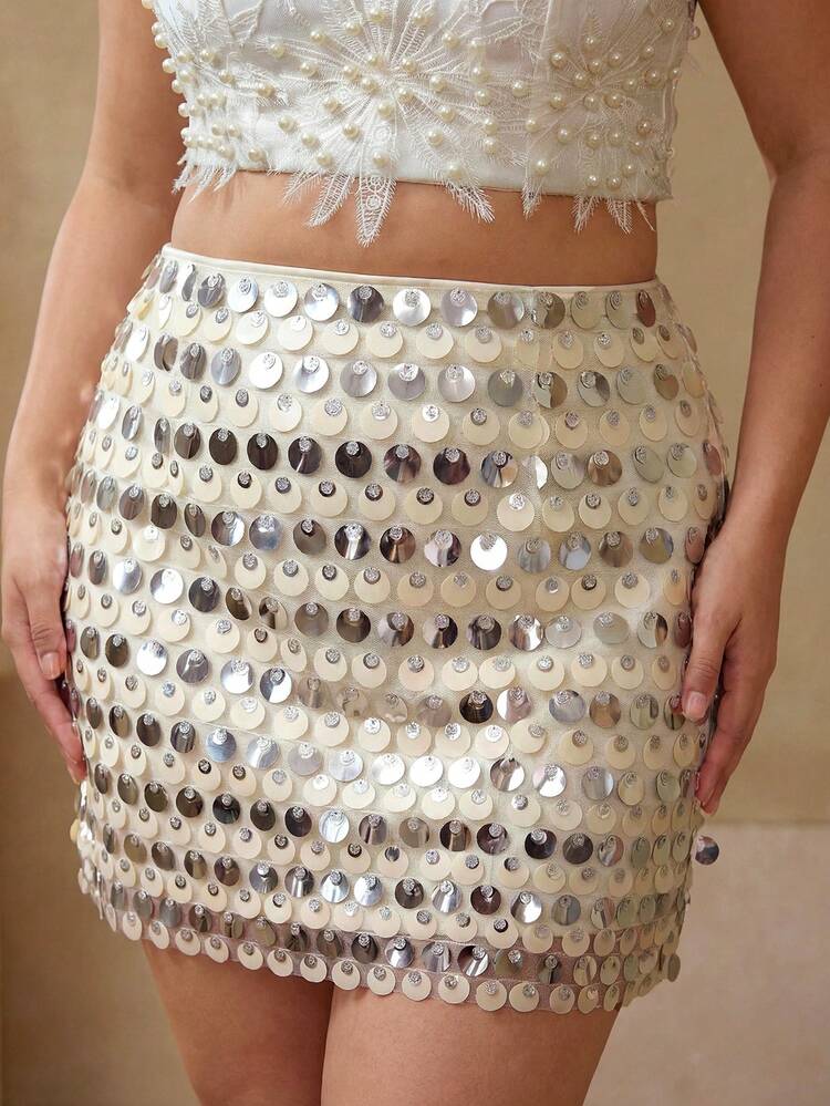 PLUS SIZE SPRING/SUMMER NEW BEADED SHORT SKIRT, ELEGANT AND INTELLECTUAL WOMEN'S FASHION