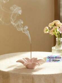 Cirelle Pembakar Dupa Keramik Bunga Lili – Tempat Dupa Kreatif Buatan Tangan, Diffuser Aroma & Baki Penyimpanan 2-in-1, Dekorasi Rumah Zen untuk Meditasi Kamar Tidur - MultiWarna - View 1