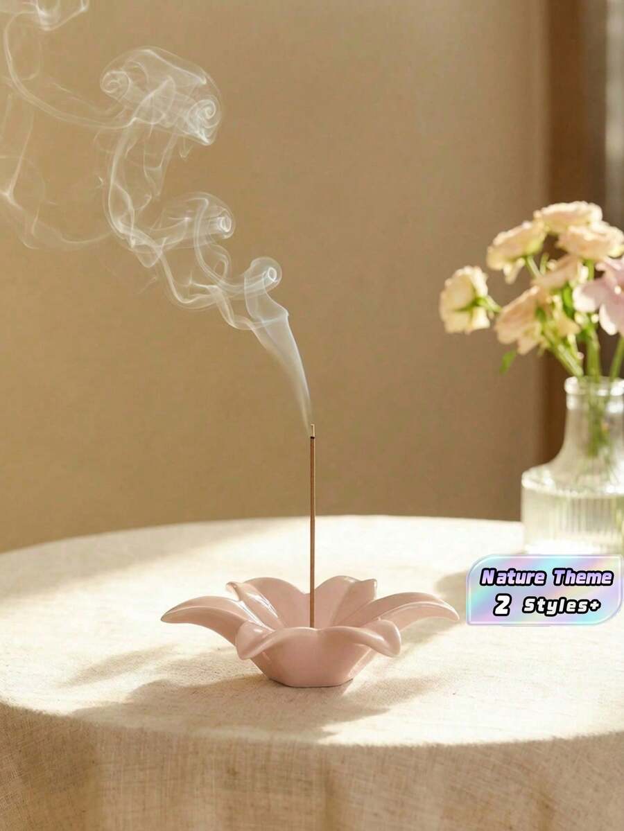 Cirelle Pembakar Dupa Keramik Bunga Lili – Tempat Dupa Kreatif Buatan Tangan, Diffuser Aroma & Baki Penyimpanan 2-in-1, Dekorasi Rumah Zen untuk Meditasi Kamar Tidur - MultiWarna - View 1