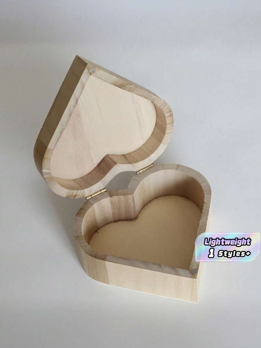 1PC Heart Shaped Wooden Jewelry Storage Portable Keepsake Gift Case For Rings Earrings Mothers Day Present Cosmetic Makeup Organizer Desk Decor - Multicolor - View 1
