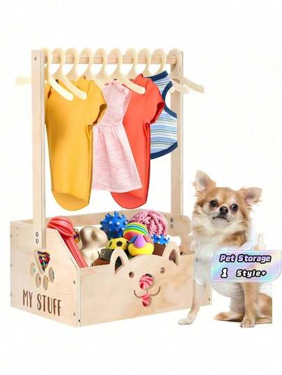1 Piece Large Wood MultiCompartment Storage Organizer Basket For Home And Pets Clothes Toys Accessories Natural Color Storage Solution For Pet Owners Home Use All Season Popular Pet Storage Ideas Cat Dog Supplies Organization Decor