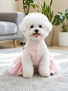 PETSIN 1pc Cat/Dog Dress, Spring/Summer Thin Princess Style Pink Dress, Suitable For Small Dogs To Wear Formal Dresses - Pink - View 12