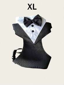 1 pieza Elegante traje de boda para mascotas con chaleco, corbata de moño, arnés y correa para perro para ceremonias, fiestas, celebraciones formales, Navidad, cumpleaños, sesiones de fotos y disfraces para mascotas - Blanco y Negro - Ver 17