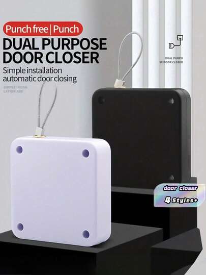 1 件免钻孔自动闭门器缓冲器家用静音拉绳关闭推拉木门弹簧简易