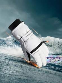 1 Peça Luvas de Esqui, Bicicleta Elétrica e Ciclismo à Prova de Vento e Térmicas, Tela de Toque, Espessas, Simples, Unissex, Equipamento Esportivo de Inverno para Uso Externo em Clima Frio - A - Visão 1