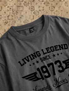 RivetRise 男士字母印花圆领短袖休闲修身 T 恤 - 灰色 - 查看 3