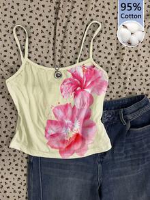 SHEIN EZwear Áo tank top ôm sát gợi cảm thường ngày dành cho nữ, chất liệu 95% cotton. - Nhiều màu - Xem 7