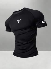 Coreblaze Men's Wing Print T-Shirt And Pants Sports Set, Gym - Black - View 5