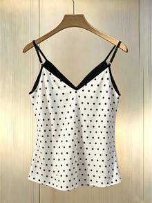 GlowEve CURVE Plus Size Women Woven White Print Bow Decor Camisole Vacation Summer Fairycore Cute Sexy Dinner Birthday - Pink - View 2